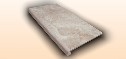 Gradino con toro incollato per rivestire le scale, prodotto esclusivamente con gres porcellanato rispondente alle norme ISO EN 14400